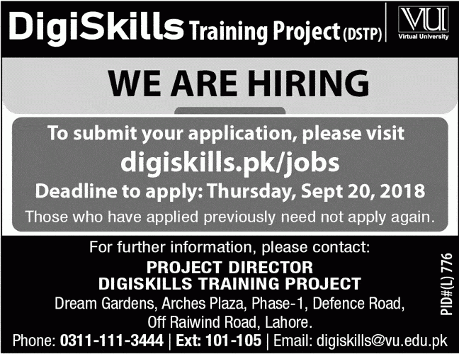 Jobs In Digiskills Training Project Virtual University