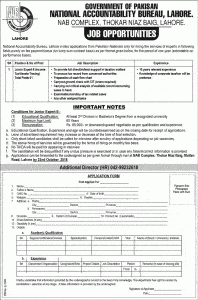 Jobs In National Accountability Bureau NAB Lahore