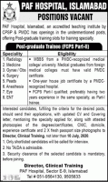 Positions Vacant In PAF Hospital Islamabad