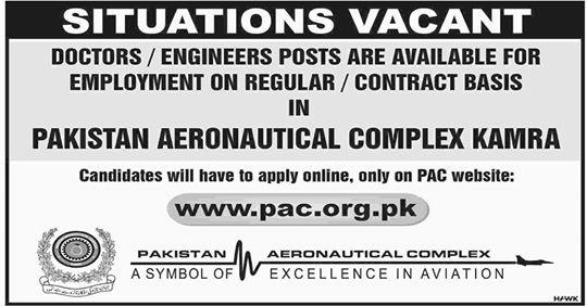 Jobs In Pakistan Aeronautical Complex Kamra Jobs January 2019 Apply Online Pac Latest Advertisement