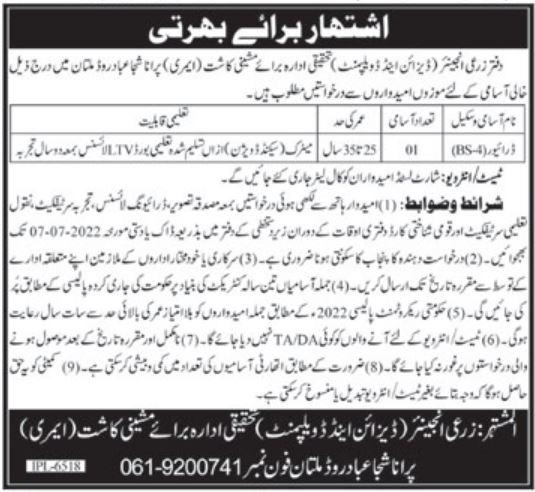 Agriculture Department Punjab Jobs 2022