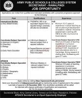 army PUBLIC SCHOOLS & COLLEGES SYSTEM JOBS 2022