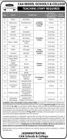 CAA Model School & College Jobs - Educators & teaching Jobs In Pakistan