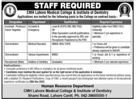 CMH Lahore Medical College & Institute of Dentistry Jobs 2022