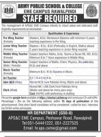 army PUBLIC SCHOOL & COLLEGE APS&C JOBS 2022