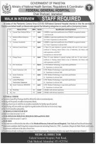 Federal General Hospital Islamabad Jobs April 2020