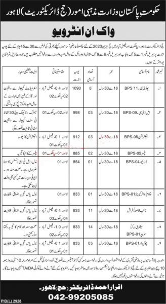 Job Vacancies at Hajj Directorate Lahore, Sialkot, and Faisalabad for Hajj Season 2023