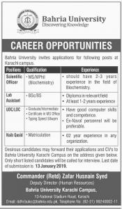 Jobs In Bahria University Karachi