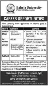 Jobs In Bahria University Karachi Campus