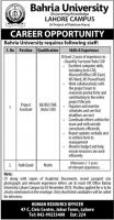 Jobs In Bahria University Lahore Campus