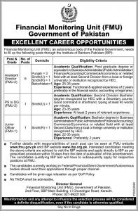 Jobs In Financial Monitoring Unit Govt Of Pakistan