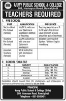 Jobs In  In army Public School And College Rawalpindi