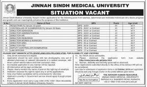 Jobs In Jinnah Sindh Medical University