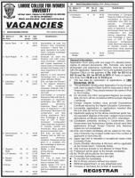 Jobs In Lahore College For Women University