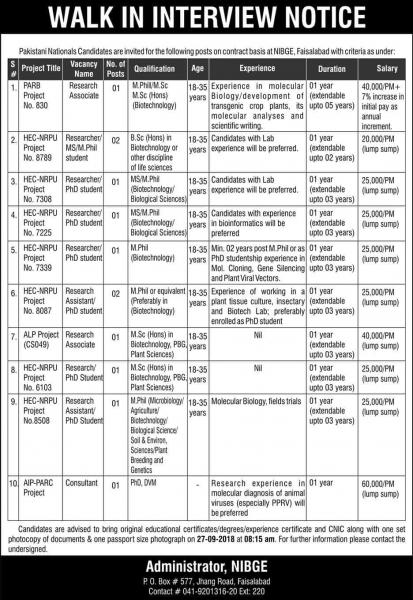 Jobs In National Institute For Biotechnology And Genetic Engineering (NIGBE)