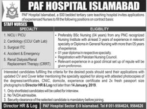 Jobs In PAF Hospital Islamabad  2019