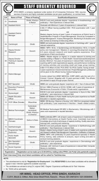 Jobs In Peoples Primary Healthcare Initiative Sindh PPHI