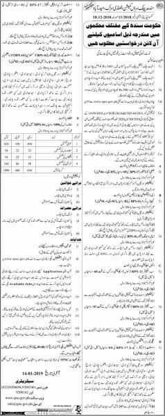 Jobs In Sindh Public Service Commission - SPSC Jobs 2019 - Apply Online