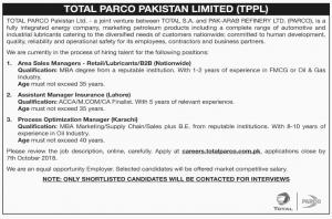Jobs In Total Parco Pakistan Limited