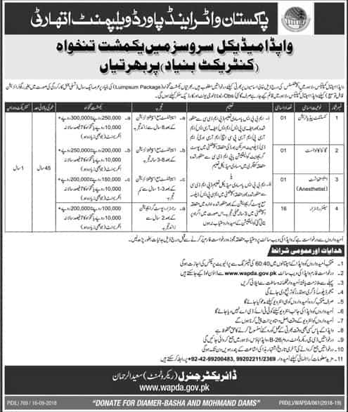 Jobs In WAPDA Medical Services Lahore And Islamabad