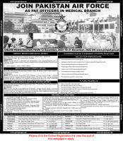 JOIN PAKISTAN AIR FORCE AS PAF OFFICERS IN MEDICAL BRANCH 2022