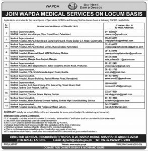 Join WAPDA Medical Services On LOCUM Basis