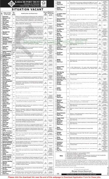 Karachi Port Trust KPT Jobs August 2020