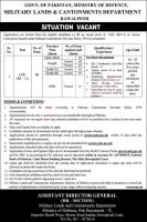 MILITARY LANDS & CANTONMENTS DEPARTMENT JOBS 2023