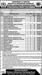 NITB Jobs 2020 - Ministry of Information Technology Jobs 2020 Apply Online