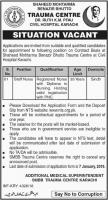 Jobs In Shaheed Benazir Bhutto Trauma Centre - NTS 2019 Jobs