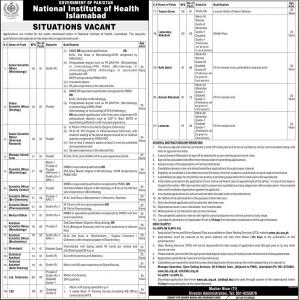 OTS Announced Jobs In National Institute Of Health Islamabad - NIH Jobs by www.ots.org.pk