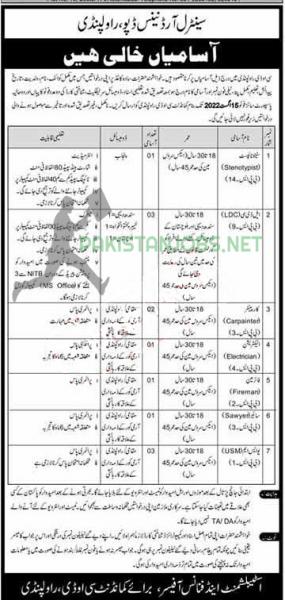 Pak Army Ordnance Depot COD Jobs 2022