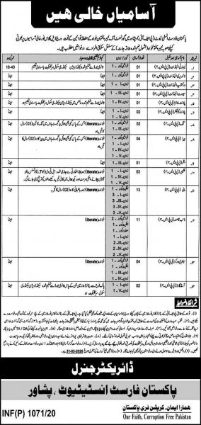 Pakistan Forest Institute (PFI) Peshawar Jobs 2020