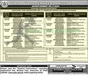 PPSC ASI Jobs In Punjab Police Nov 2020 Online Apply