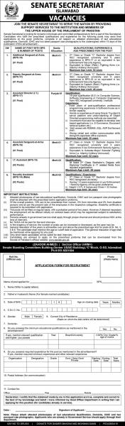 Senate Secretariat Jobs 2020 - Parliament Of Pakistan Jobs