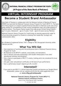 Virtual Internship Offer From NFLP-Y (State Bank of Pakistan)