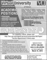 Virtual University of Pakistan - Jobs 2019