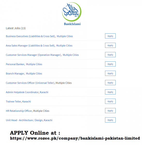 Jobs At BankIslami Pakistan Limited April 2019