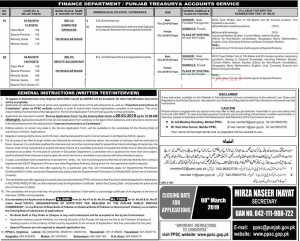 Jobs In Finance Department Punjab 2019