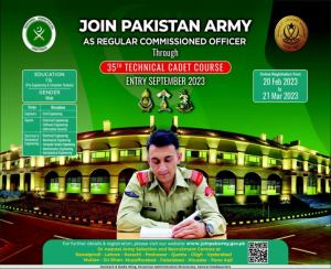 Join The Pak army Through Technical Cadet Course 2023 - Apply Online