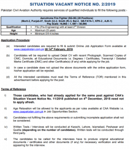 Pakistan Civil Aviation Authority - CAA Jobs 2019